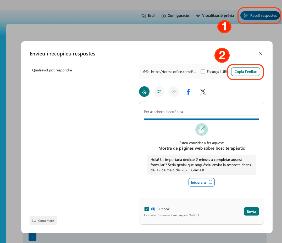 Com obtenir URL públic de Forms Com obtenir URL públic de Forms