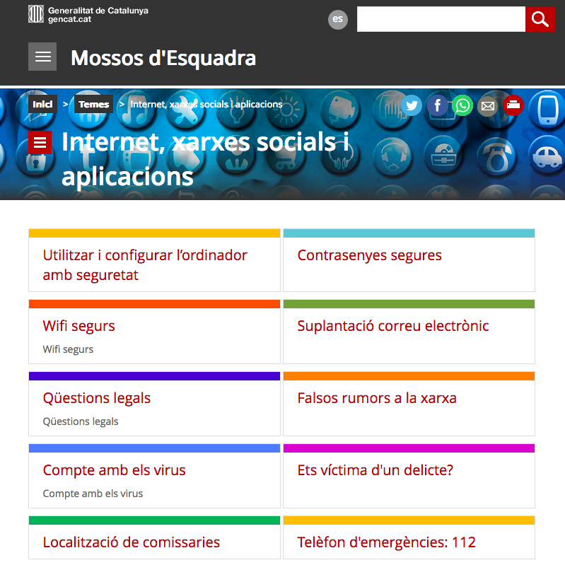 Mossos d'Esquadra - Internet, xarxes socials i aplicacions